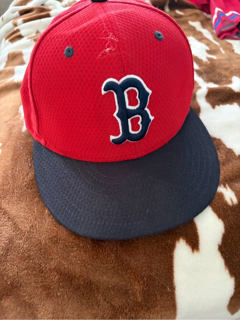 Red and Navy Baseball Cap with Embroidered 'B' Logo